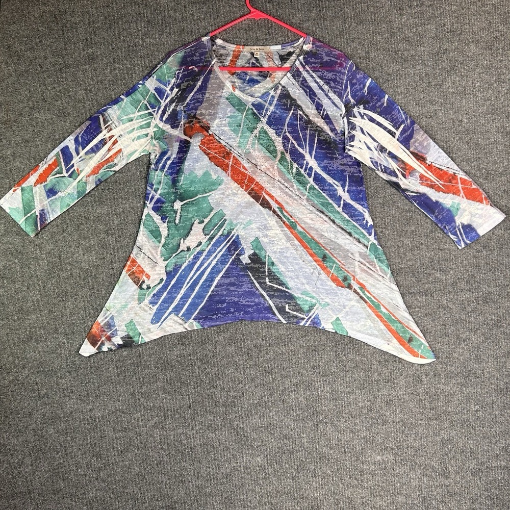 Jess & Jane Tunic Top Art To Wear Abstract Size‎ Medium Colorful